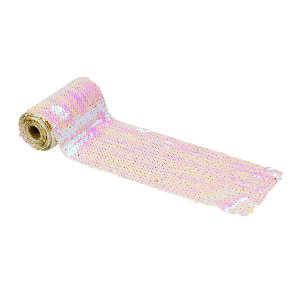 3 m chemin de table sequins blancs - 12 cm