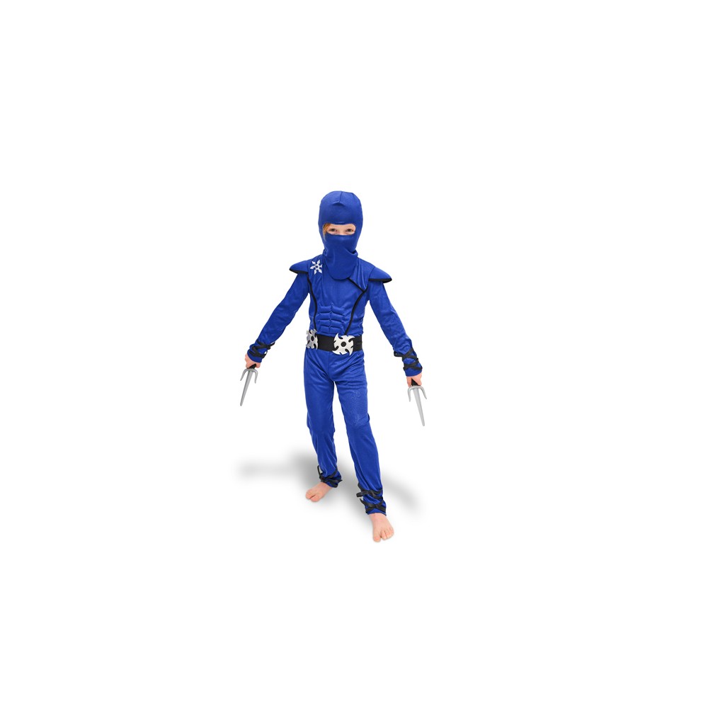 Costume ninja, bleu, taille 116-128 cm