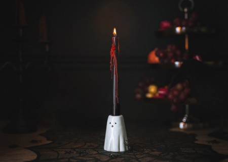 Bougeoir fantôme, blanc, 8cm