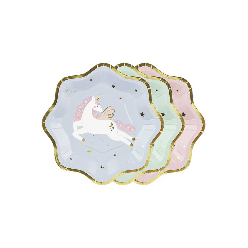 Assiettes Licorne, Mix, 18x18 cm