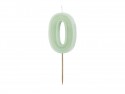 Bougie d'anniversaire Numéro 0, vert, 6 cm