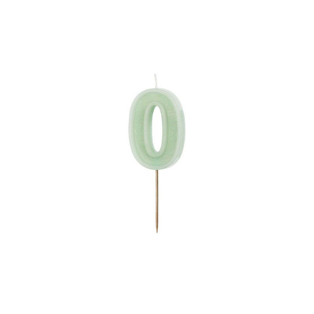 Bougie d'anniversaire Numéro 0, vert, 6 cm