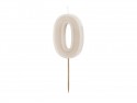 Bougie d'anniversaire Numéro 0, gris chaud, 6 cm