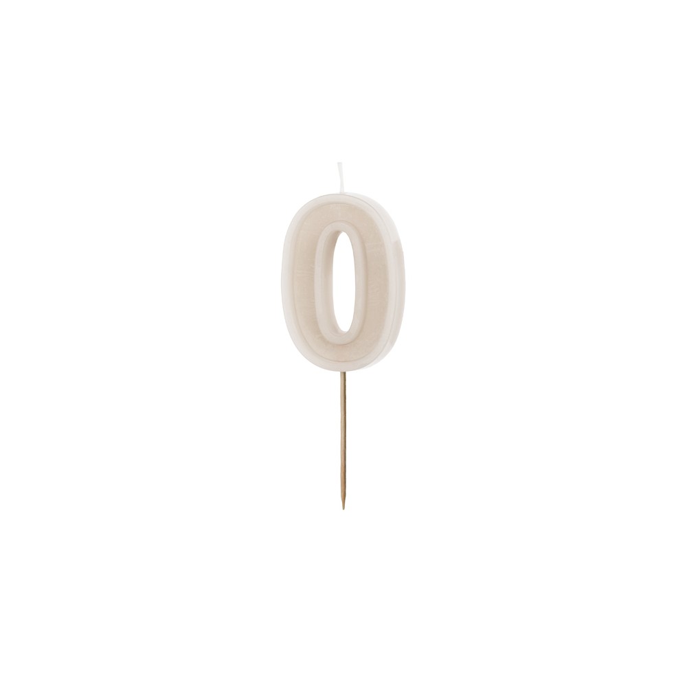 Bougie d'anniversaire Numéro 0, gris chaud, 6 cm