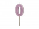 Bougie d'anniversaire Numéro 0, violet, 6 cm