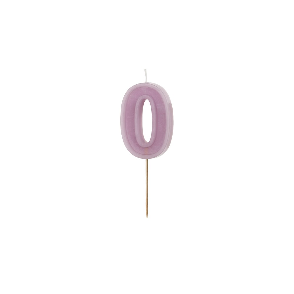 Bougie d'anniversaire Numéro 0, violet, 6 cm