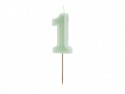 Bougie d'anniversaire Numéro 1, vert, 6 cm