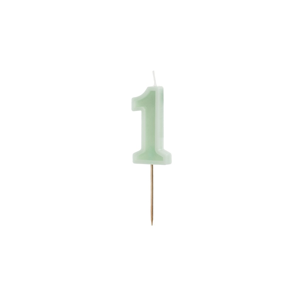Bougie d'anniversaire Numéro 1, vert, 6 cm