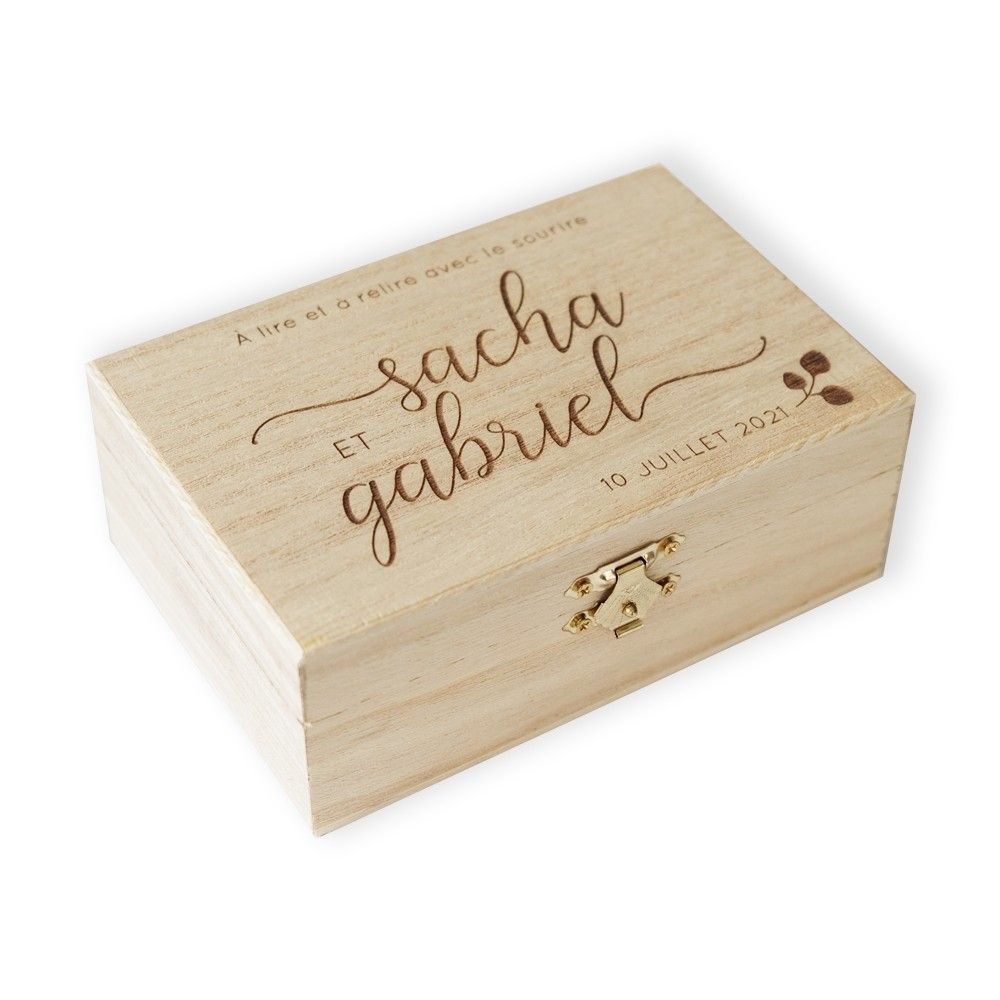 Boîte livre d'or personnalisable "mariage eucalyptus" + cartes
