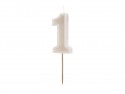 Bougie d'anniversaire Numéro 1, gris chaud, 6 cm
