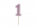 Bougie d'anniversaire Numéro 1, violet, 6 cm