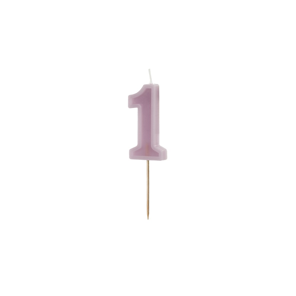 Bougie d'anniversaire Numéro 1, violet, 6 cm