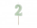 Bougie d'anniversaire Numéro 2, vert, 6 cm