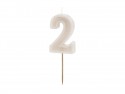 Bougie d'anniversaire Numéro 2, gris chaud, 6 cm