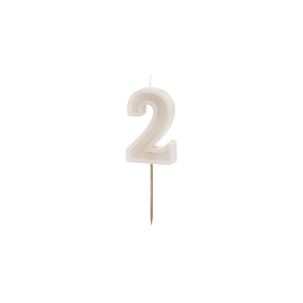 Bougie d'anniversaire Numéro 2, gris chaud, 6 cm