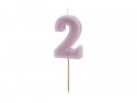 Bougie d'anniversaire Numéro 2, violet, 6 cm