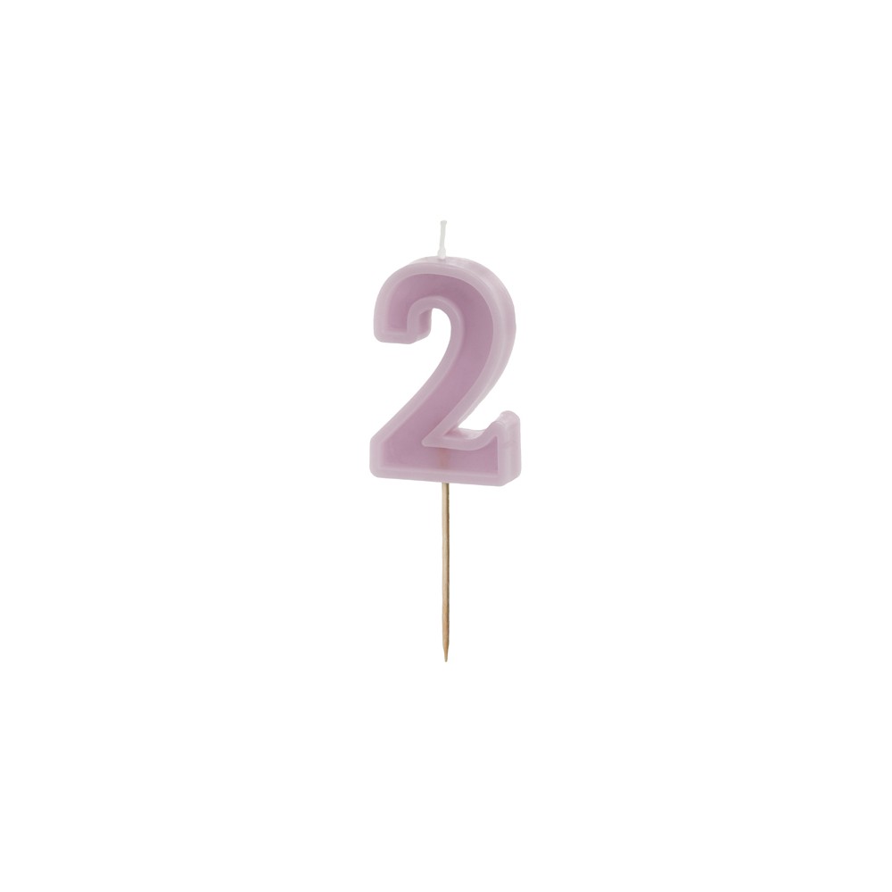 Bougie d'anniversaire Numéro 2, violet, 6 cm