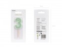 Bougie d'anniversaire Numéro 3, vert, 6 cm