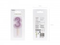 Bougie d'anniversaire Numéro 3, violet, 6 cm