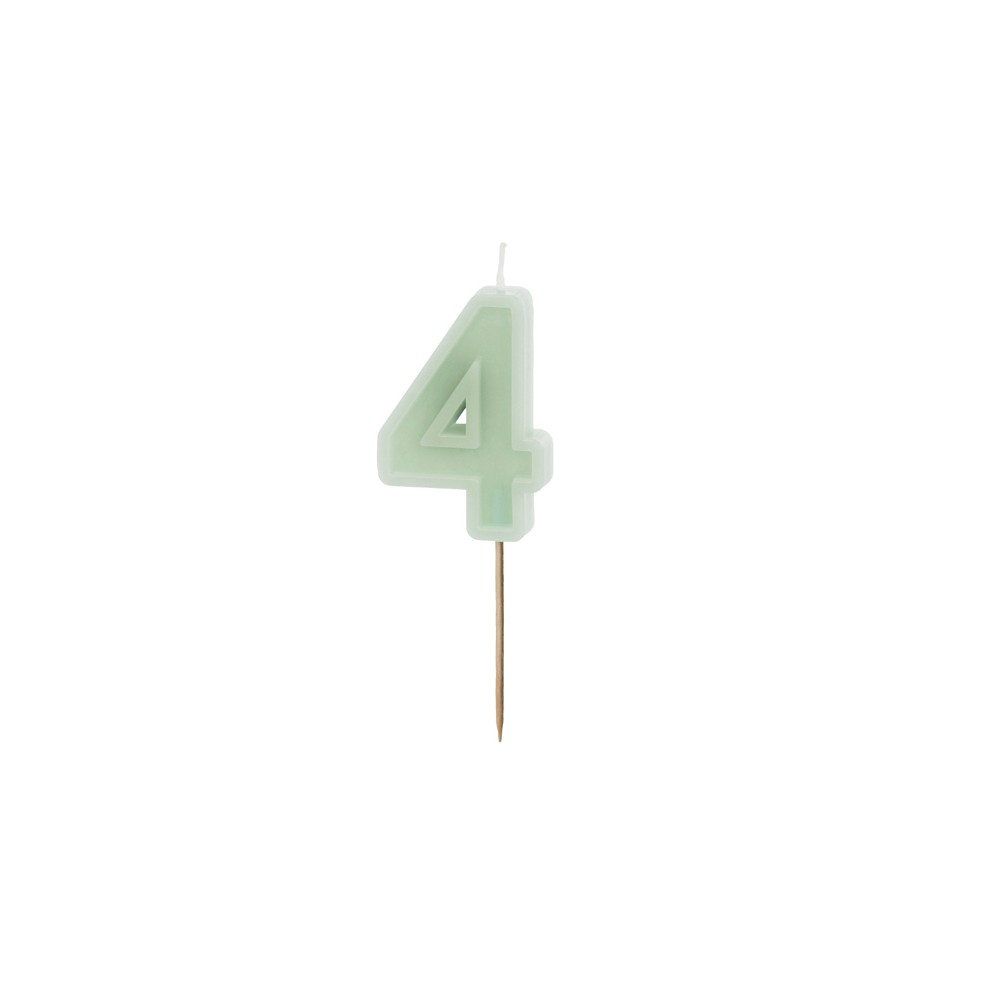 Bougie d'anniversaire Numéro 4, vert, 6 cm