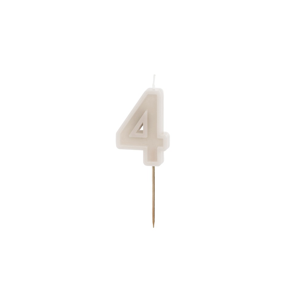 Bougie d'anniversaire Numéro 4, gris chaud, 6 cm