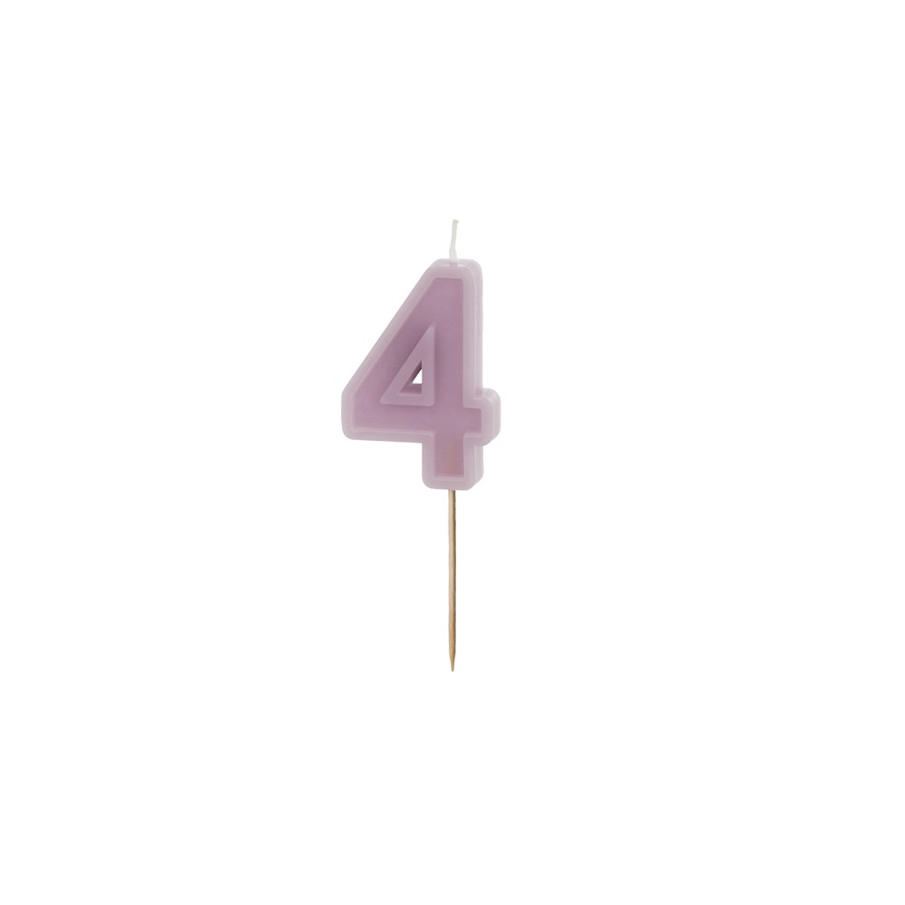 Bougie d'anniversaire Numéro 4, violet, 6 cm