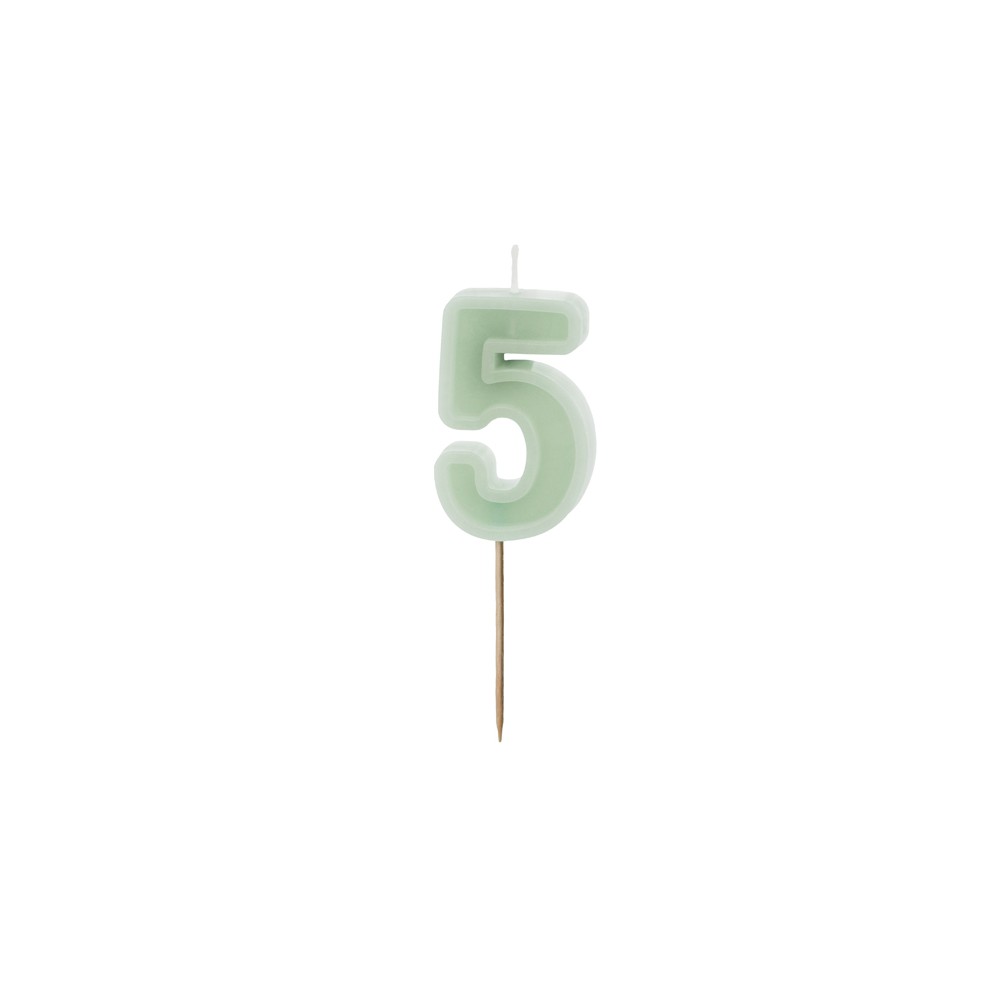 Bougie d'anniversaire Numéro 5, vert, 6 cm