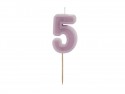 Bougie d'anniversaire Numéro 5, violet, 6 cm