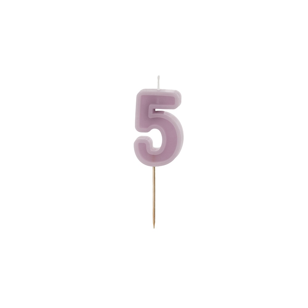 Bougie d'anniversaire Numéro 5, violet, 6 cm