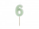 Bougie d'anniversaire Numéro 6, vert, 6 cm