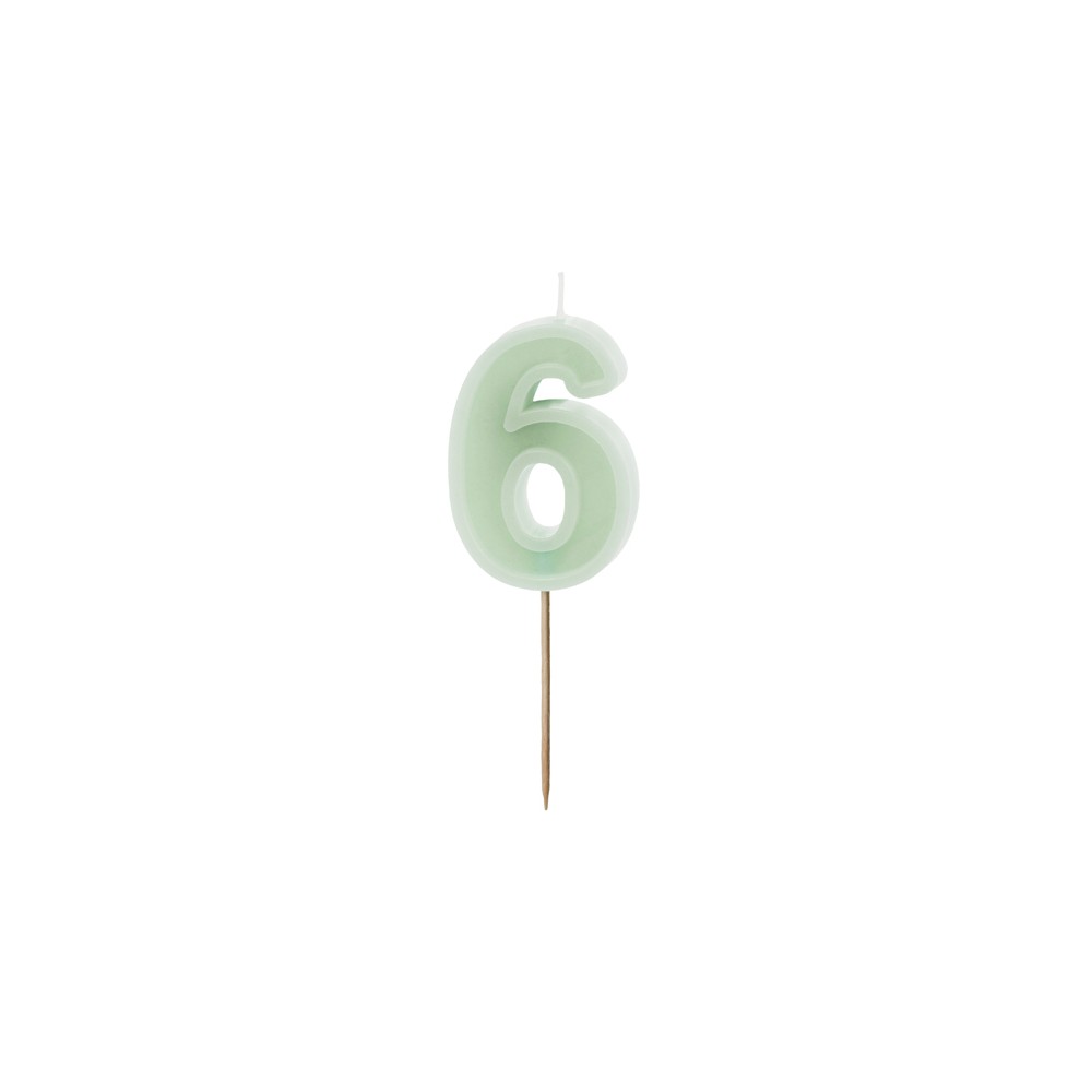 Bougie d'anniversaire Numéro 6, vert, 6 cm