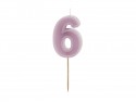 Bougie d'anniversaire Numéro 6, violet, 6 cm