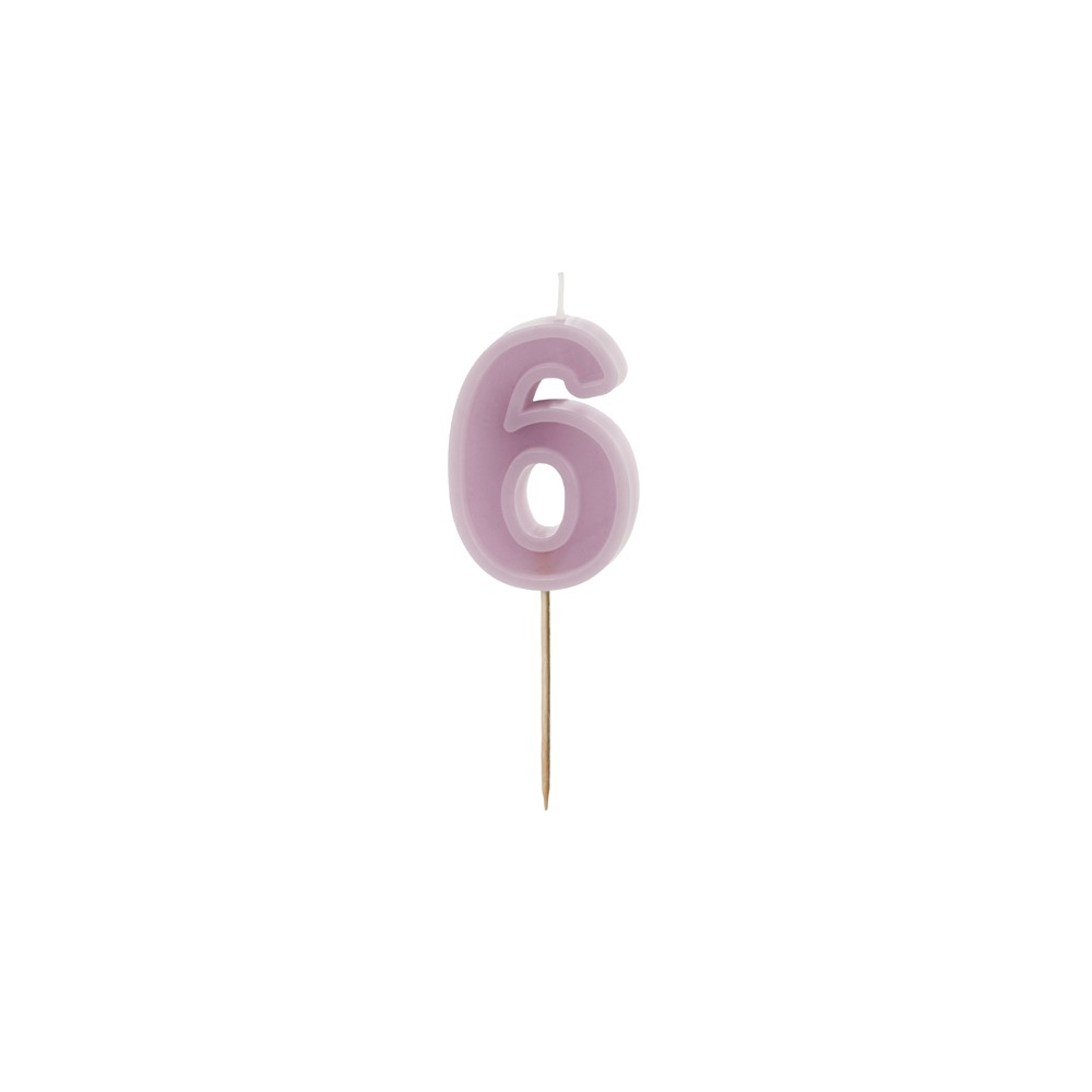 Bougie d'anniversaire Numéro 6, violet, 6 cm