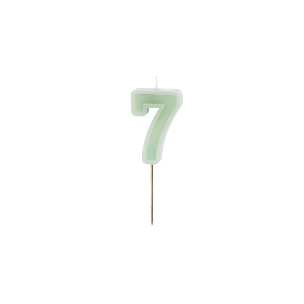 Bougie d'anniversaire Numéro 7, vert, 6 cm