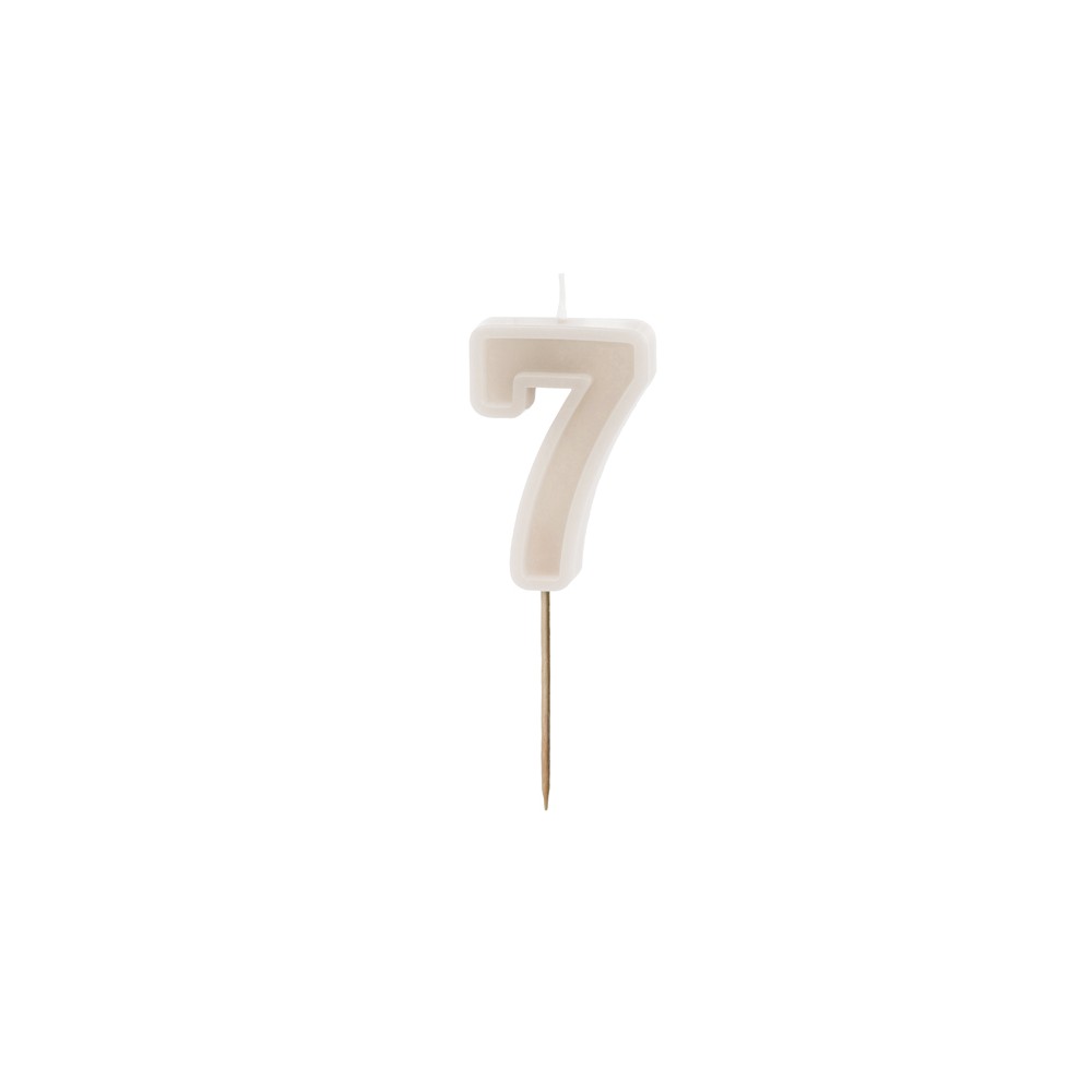 Bougie d'anniversaire Numéro 7, gris chaud, 6 cm
