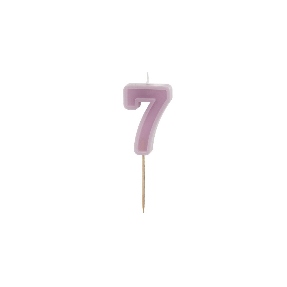 Bougie d'anniversaire Numéro 7, violet, 6 cm