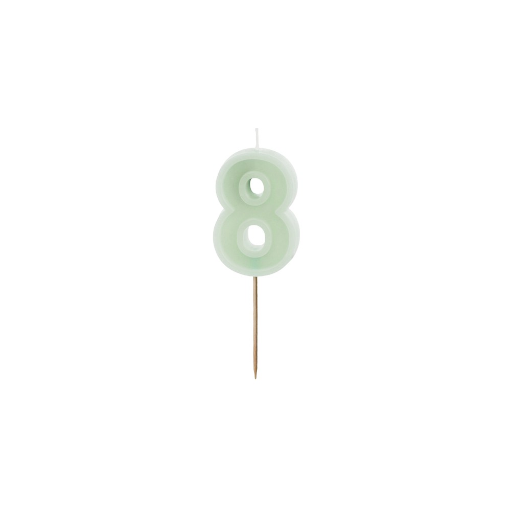 Bougie d'anniversaire Numéro 8, vert, 6 cm