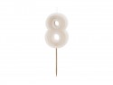 Bougie d'anniversaire Numéro 8, gris chaud, 6 cm