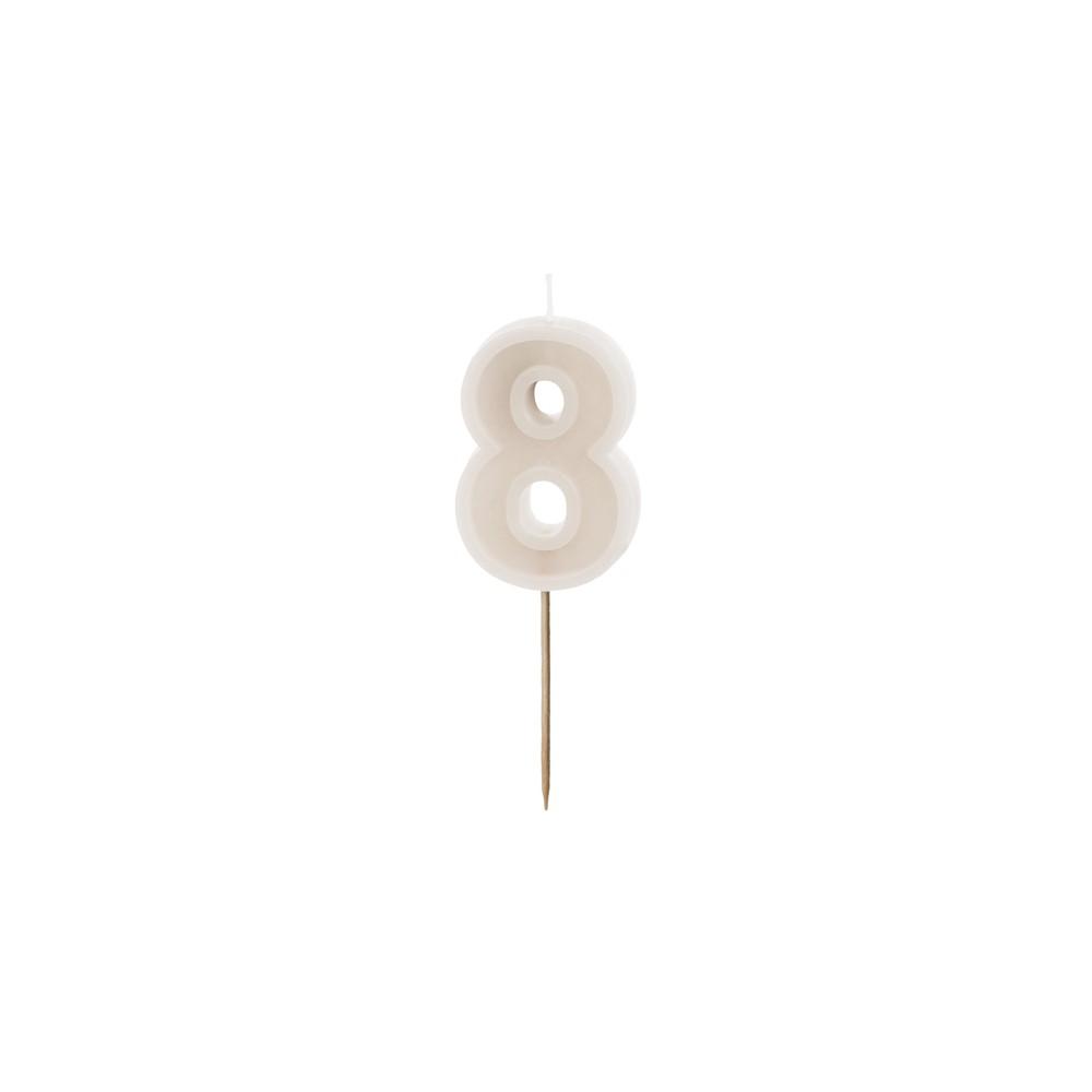 Bougie d'anniversaire Numéro 8, gris chaud, 6 cm