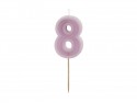 Bougie d'anniversaire Numéro 8, violet, 6 cm
