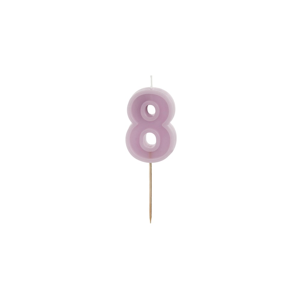 Bougie d'anniversaire Numéro 8, violet, 6 cm