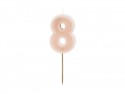 Bougie d'anniversaire Numéro 8, rose poudré, 6 cm