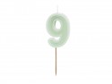 Bougie d'anniversaire Numéro 9, vert, 6 cm