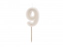 Bougie d'anniversaire Numéro 9, gris chaud, 6 cm