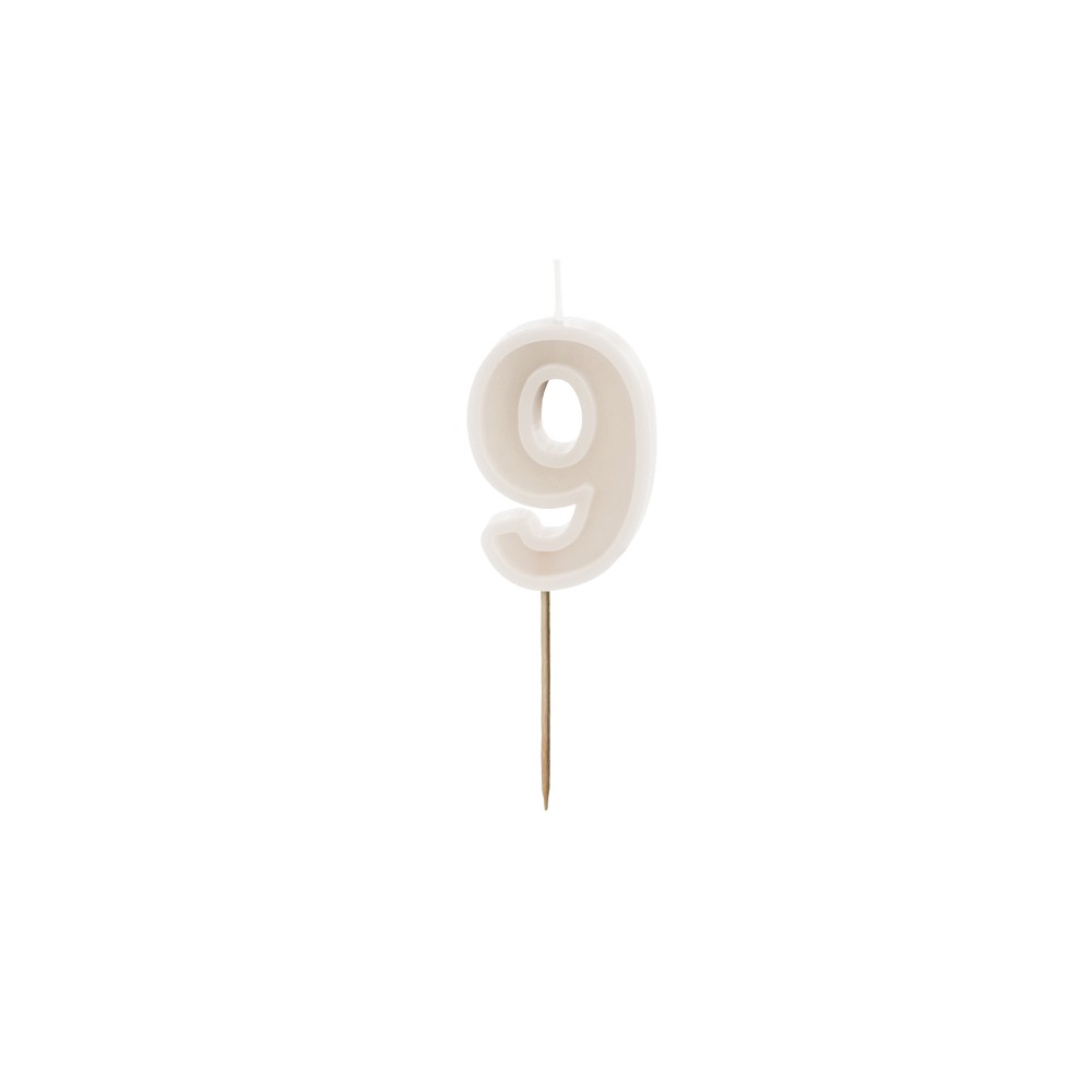 Bougie d'anniversaire Numéro 9, gris chaud, 6 cm
