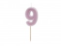 Bougie d'anniversaire Numéro 9, violet, 6 cm