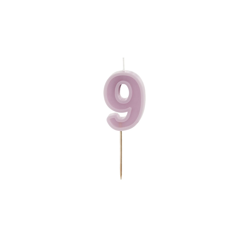 Bougie d'anniversaire Numéro 9, violet, 6 cm
