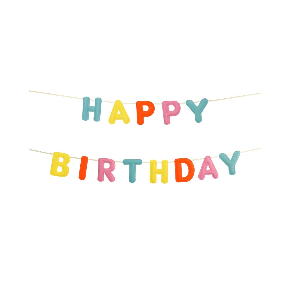 Bannière en feutre, Happy Birthday, mélange, 3 m