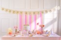 Bannière en feutre, Happy Birthday, rose, 3 m