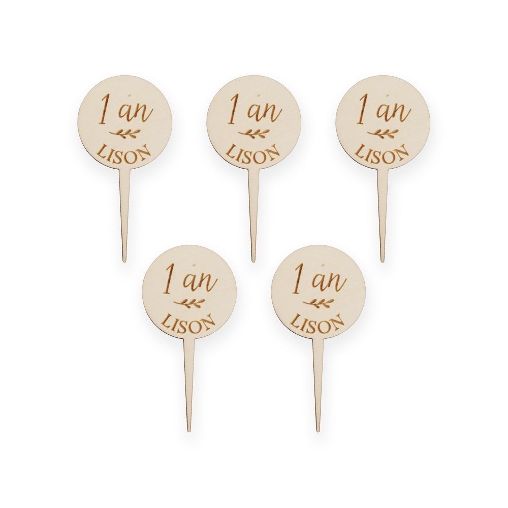 5 pics en bois personnalisables "âge + prénom"